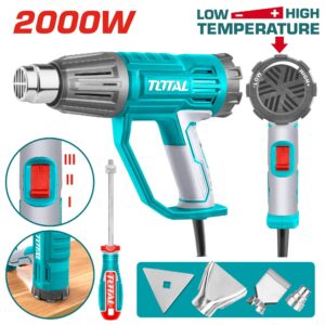 مسدس هواء ساخن توتال TOTAL 2000 وات تحكم حرارة حتى 550°C + 4 فوهات وكاشط – TB20045