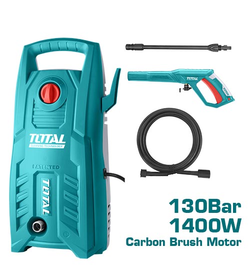 ماكينة غسيل ضغط عالي توتال TOTAL 1400 وات 130 بار (1900PSI) + مسدس TGTSG026 وخرطوم 5م – TGT11316