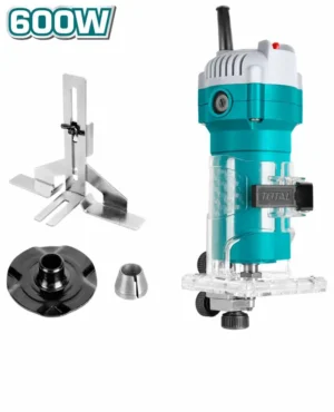 راوتر خشب توتال TOTAL 600 وات سرعة 34500rpm كوليت 6مم و1/4 بوصة + ملحقات – TLT6001