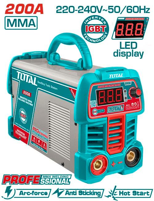 ماكينة لحام انفرتر MMA توتال TOTAL 200 أمبير IGBT شاشة LED – TW220069