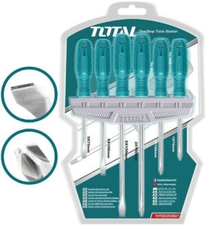 طقم مفك توتال 6 قطع بلاستيك 3 صليبة+3 عادة THTDC250601